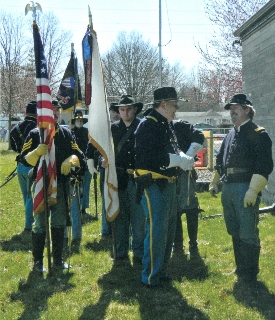 Preparing for parade to raise colors